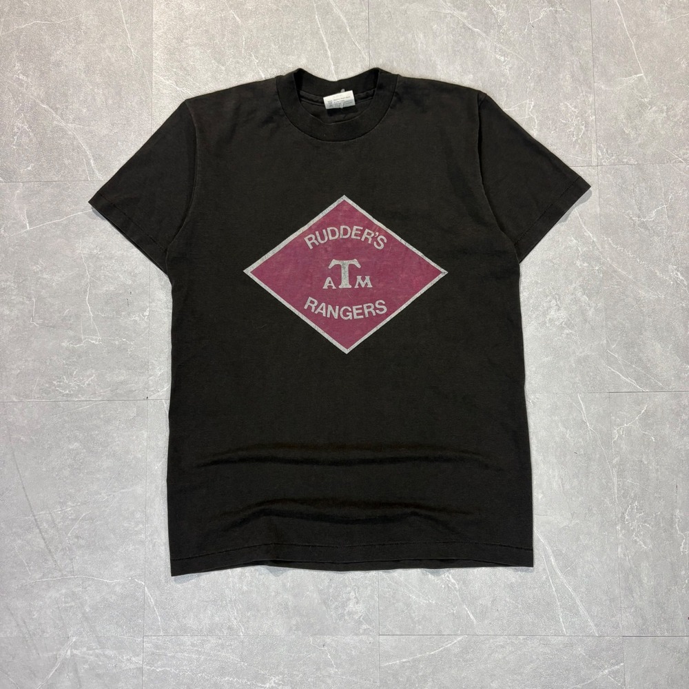 Vintage Hanes Texas AM Rudders Rangers T-Shirt Black Single Stitch USA Made M